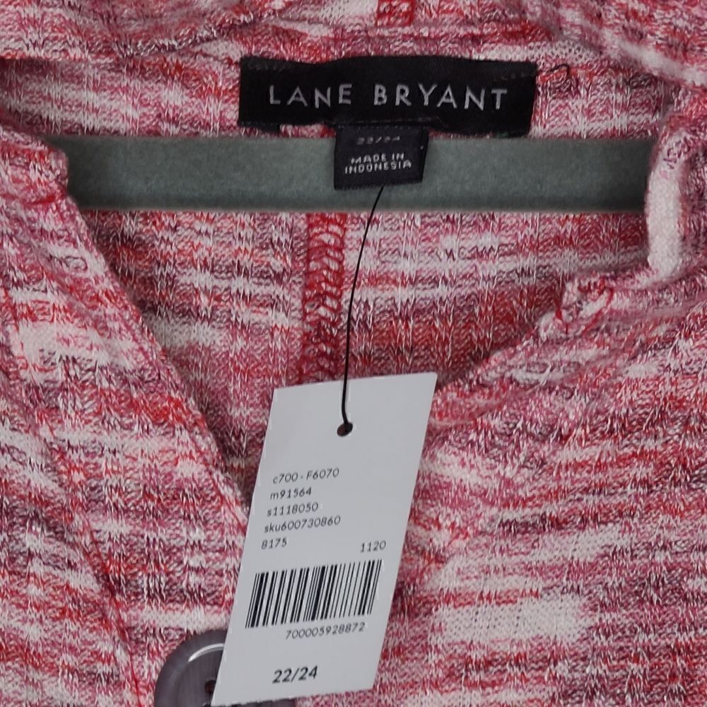 22W 24W Lane Bryant Pink Hoodie Tie-Hem Ribbed - Picture 4 of 8